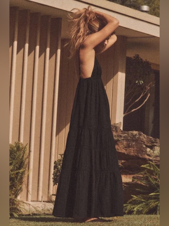 Zara Dresses & Skirts - ZARA Gauzy Cotton Maxi Dress w Spaghetti Straps. Black. XS NWT